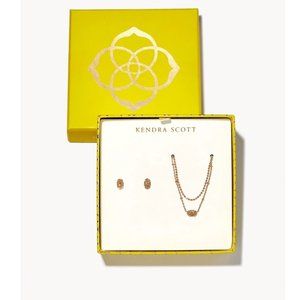Kendra Scott Emilie Multi Strand Necklace & Earrings Set in Rose Gold